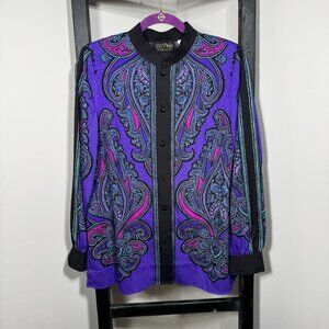 Bob Mackie Wearable Art Purple Paisley Blouse - Vintage